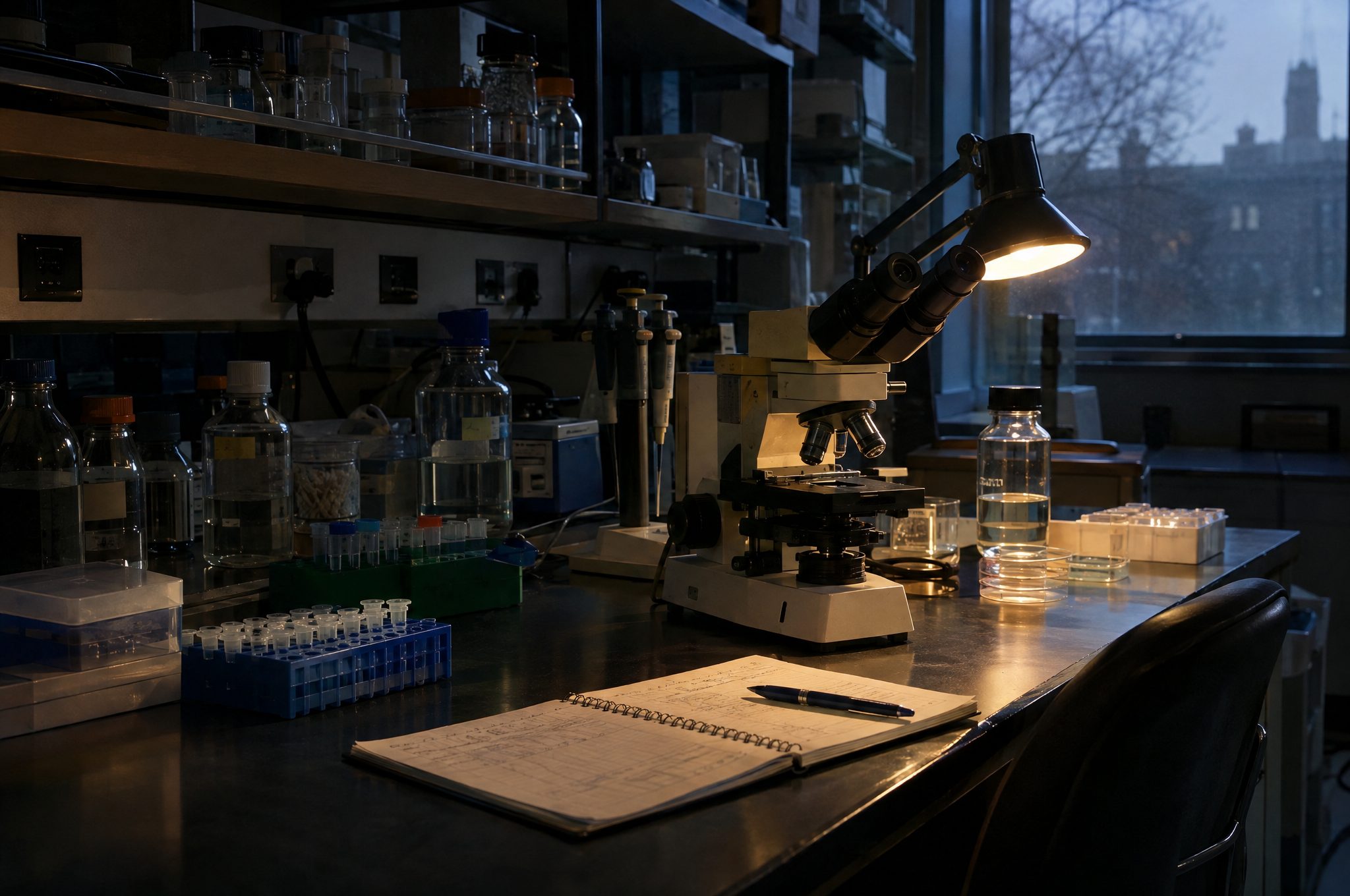 A university research laboratory bench